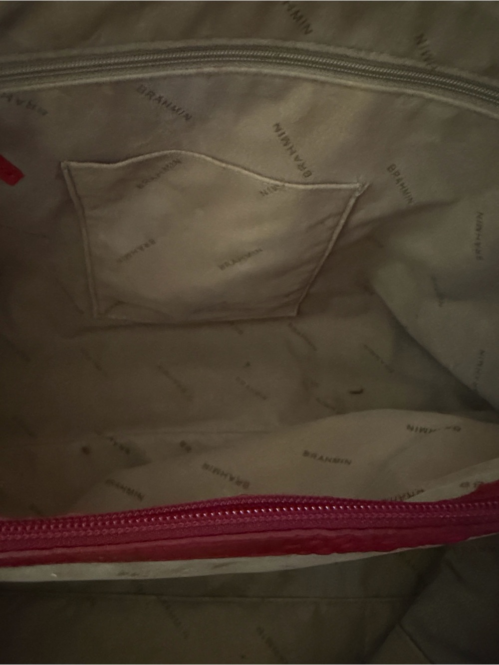 Brahmin Red Embossed Croc-Textured Satchel with Gold Hardware - Picture 7 of 7